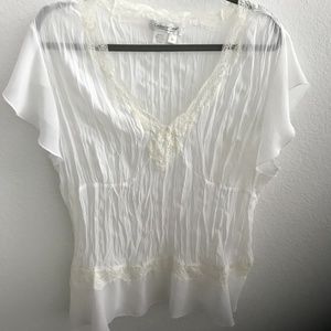 Coldwater Creek Lace Sheer Blouse Top Size XL